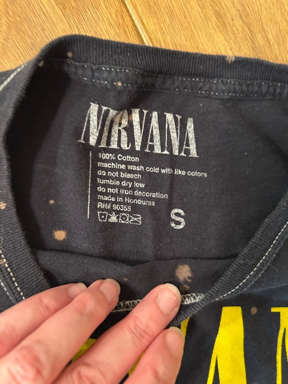 Nirvana Black Graphic Tee with Yellow Smiley Logo. Small. - Picture 2 of 4